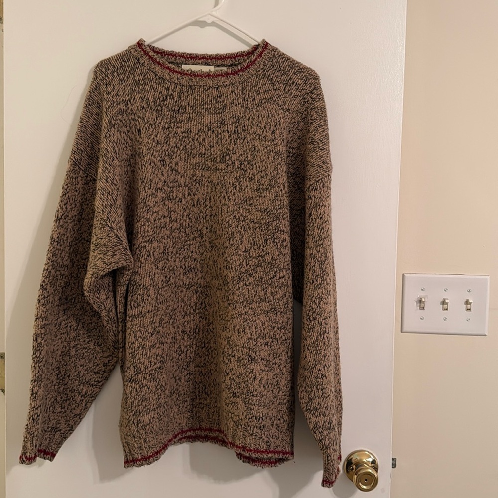 VTG EDDIE BAUER LEGENDS Wool Crewneck Sweater Heather Brown/Tan Outdoor Men's L
